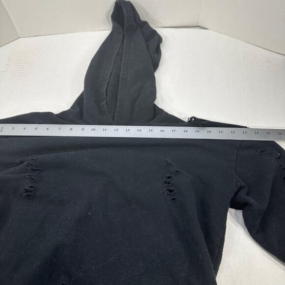 Wet Seal Women's Size Medium Hoodie Distressed Black Preowned - Picture 7 of 13